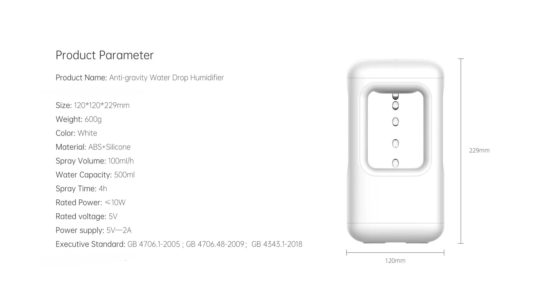 Digital TimerAnti-Gravity Water Drop Humidifier JF-AH1